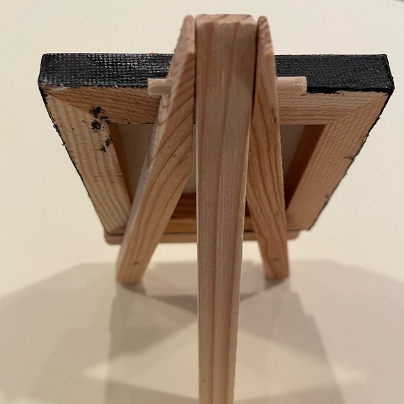 Cute little dot mandala canvas w/stand.  3”X3” hand painted - Picture 3 of 5